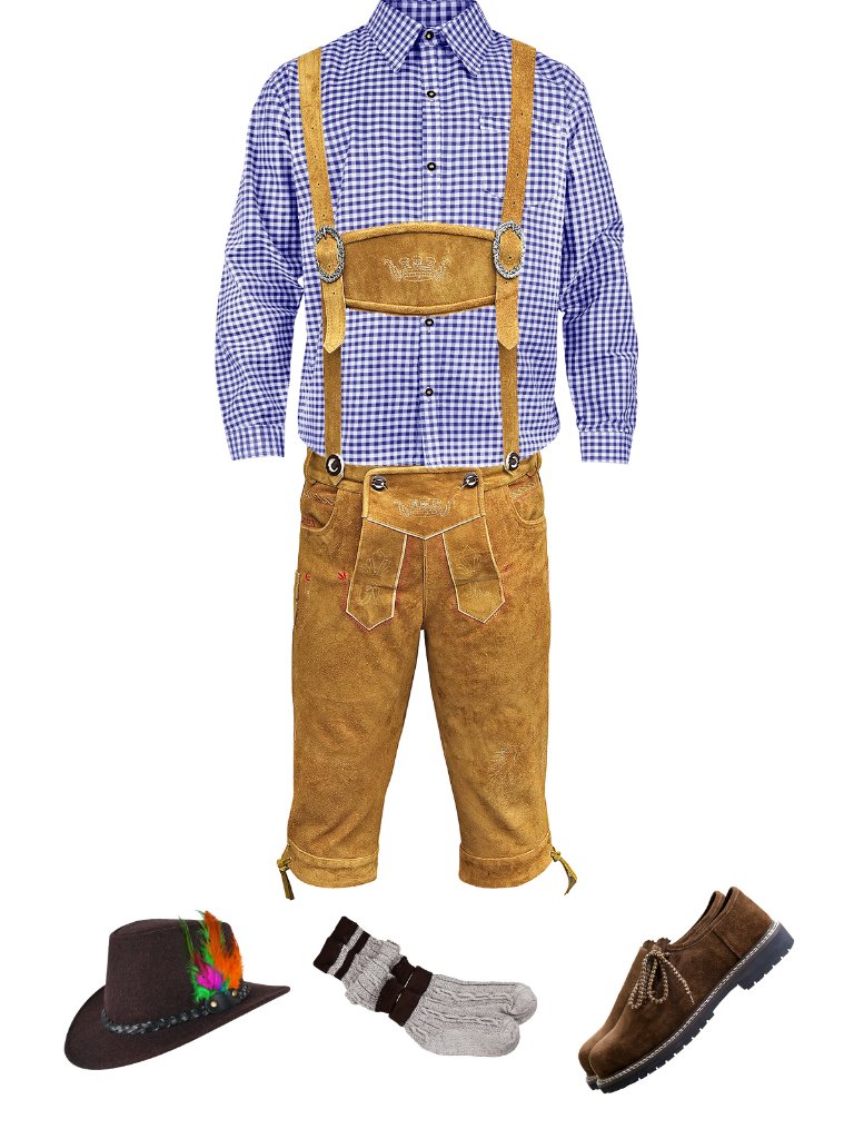 Men's Knie Bundhosen Lederhosen Oktoberfest Bavarian German Outfit